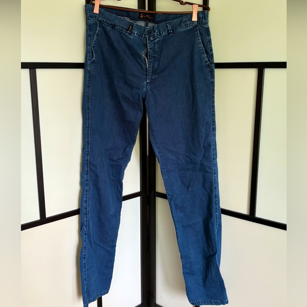 Blue Bootcut Cotton Pants Made in Italy